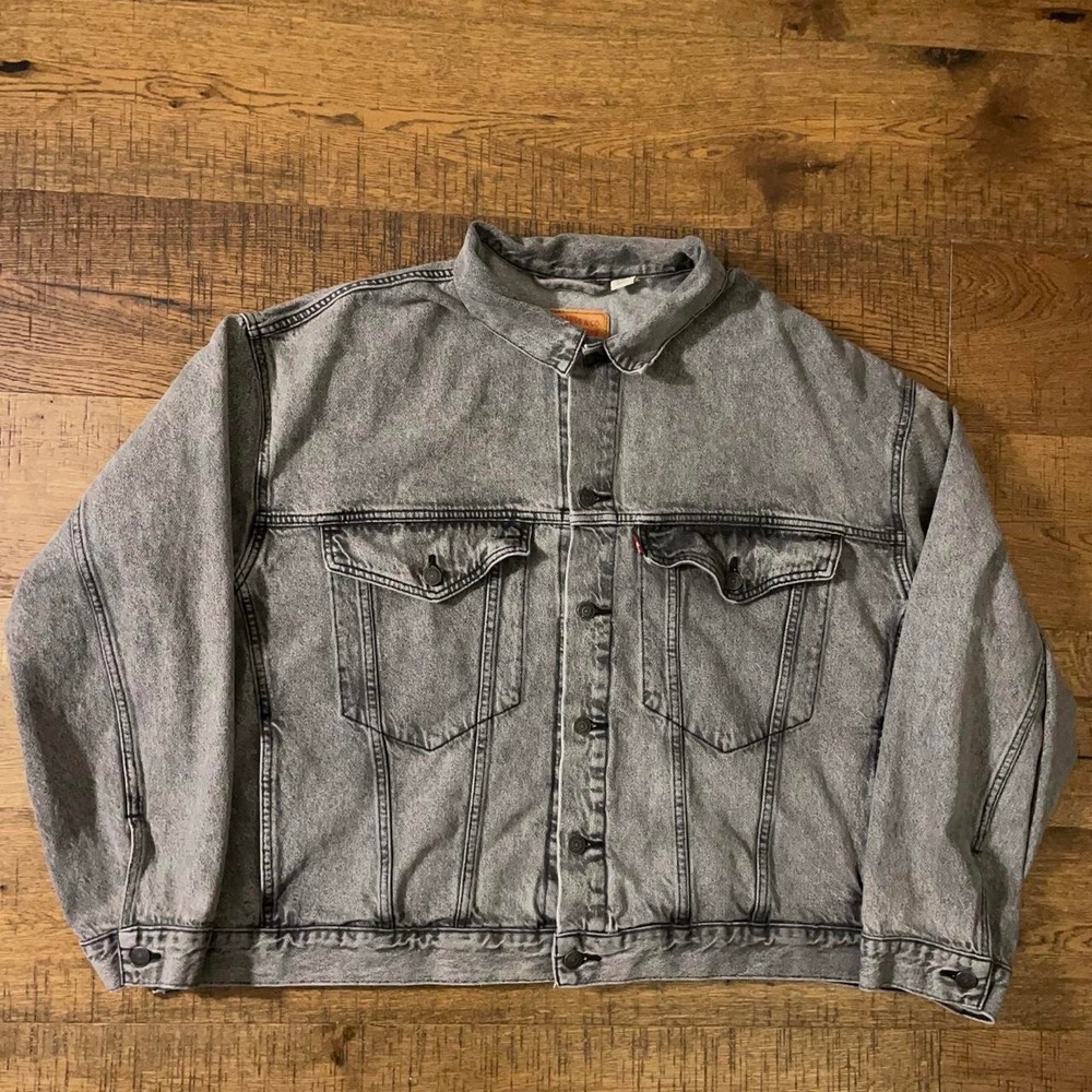 Levis Trucker Jacket Mens XXL Grey Acid Wash Americana Type 3 Denim Coat